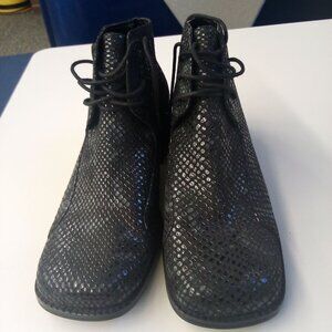 Black and dark grey snake skin booties Size 8
